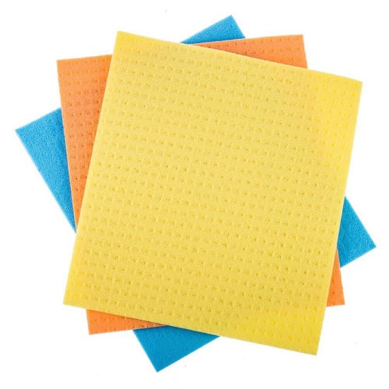 Set 3 Lavete Umede OTI, Dimensiune 20x18 cm, Multicolor, Lavete Umede pentru Bucatarie, Laveta Umeda Biodegradabila, Laveta Umeda pentru Baie, Lavete din Fibra Naturala pentru Uz General, Laveta Superabsorbanta, Laveta Umeda pentru Inox