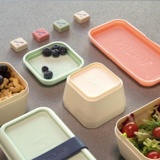 Cutie pentru Alimente MILAN, 0.33 L, 12x10x7 cm, Necompartimentata, Plastic, Capac Verde, Cutie Alimente, Cutie Stocare Alimente, Cutie Pastrare Alimente, Cutie Alimente Necompartimentata, Cutie de Plastic pentru Alimente