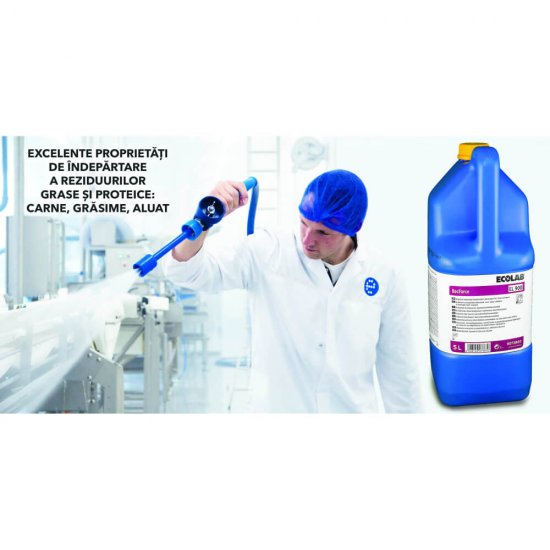 Detergent Dezinfectant Virucid Ecolab BACFORCE EL 900, 5L, Detergent Virucid Suprafete, Detergent Dezinfectant Suprafete, Detergent Dezinfectant Alcalin, Detergent Dezinfectant pe Baza de Clor, Solutie Dezinfectanta Profesionala