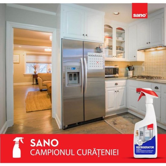 SANO Refrigerator, 750 ml, Detergent Igienizant pentru Frigidere, Detergent Ideal pentru Curatarea si Igienizarea Frigiderelor, Detergent Curatare Frigider, Detergent cu Pulverizator pentru Igienizarea Frigiderului