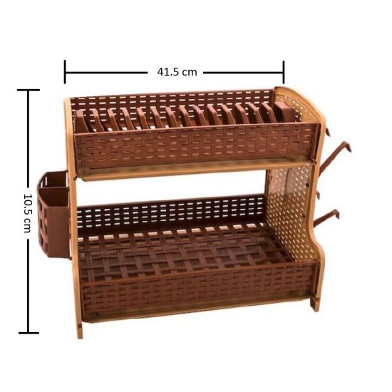 Scurgator Vase, 41.5x29x10.5, Polipropilena, Culoare Maro, Suporturi de Plastic pentru Depozitarea Vaselor, Scurgator de Vase din Plastic, Picurator pentru Vase, Scurgatoare pentru Vase, Suport pentru Vase din Plastic, Suport de Plastic pentru Vase