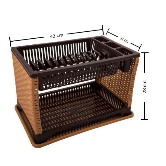 Scurgator Vase, 42x31x28, Polipropilena, Culoare Maro/Negru, Suporturi din Plastic pentru Depozitarea Vaselor, Scurgator de Vase din Plastic, Picurator pentru Vase, Scurgatoare pentru Vase, Suport pentru Vase din Plastic, Suport de Plastic pentru Vase