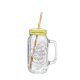 Carafa Sticla cu Capac si Pai OTI, 680 ml, Diverse Culori, Cana din Sticla cu Capac si Pai, Borcan Capac si Pai, Cani cu Capac si Pai, Carafe din Sticla cu Capac si Pai, Cana Limonada cu Capac Metalic si Pai, Borcan cu Pai si Capac