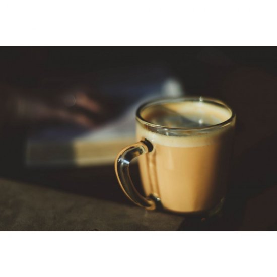 Set 6 Cesti din Sticla, cu Maner, Capacitate 250 ml, Model Cercuri, Cesti Cafea, Cesti Sticla, Cani Sticla, Cana din Sticla cu Model, Set Cesti Cafea, Set Cani din Sticla, Cana Cafea, Cescute Cafea