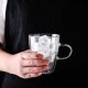 Set 6 Cesti din Sticla, cu Maner, Capacitate 250 ml, Model Cercuri, Cesti Cafea, Cesti Sticla, Cani Sticla, Cana din Sticla cu Model, Set Cesti Cafea, Set Cani din Sticla, Cana Cafea, Cescute Cafea