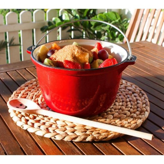 Tuci Emailat din Fonta, Diametru 26 cm, 5 Litri, 4.6 Kg, Culoare Rosie, Tuci pentru Aragaz, Tuci pentru Plita, Tuciuri Gatire Mancare, Tuciuri din Fonta, Tuciuri cu Capac, Tuciuri pentru Mancare, Tuciuri Rosii Fonta