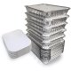 Caserola Aluminiu cu Capac OTI, 920 ml, 100 Buc/Set, Dreptunghiulare, Caserola Aluminiu de Unica Folosinta, Caserola pentru Catering, Caserole pentru Fast-Food, Caserole Dreptunghiulare de Aluminiu, Set de Caserole din Aluminiu, Vesela Unica Folosinta