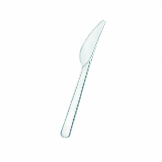 Cutite Plastic de Unica Folosinta OTI Cristal, 100 Buc/Set, Lungime 16.3 cm, Transparente, Set Cutite de Unica Folosinta, Tacamuri de Unica Folosinta, Cutite din Plastic, Cutite de Unica Folosinta, Cutite din Plastic pentru Catering