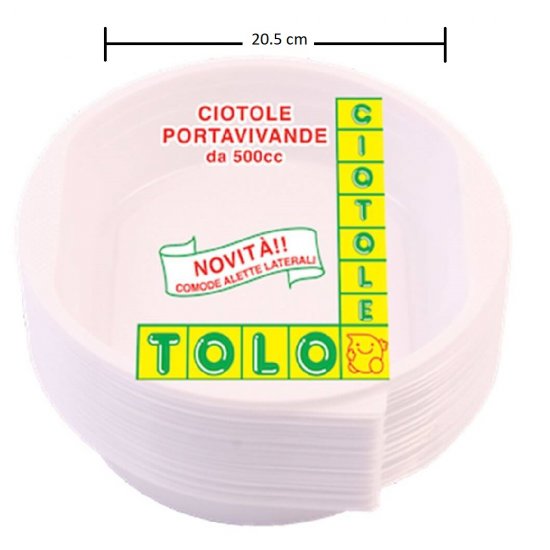 Boluri Plastic, Diametru 20.5 cm, 500 ml, 50 Buc/Set, cu Urechiusa, Culoare Alba, Bol Plastic Unica Folosinta, Boluri Supa Unica Folosinta, Boluri Unica Folosinta cu Urechiuse TOLO, Boluri Plastic de Unica Folosinta, Boluri de Plastic pentru Supa