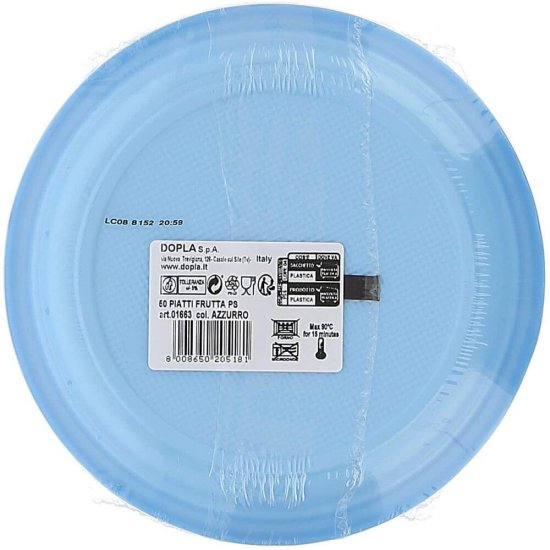 Farfurii Plastic OTI Dopla, Diametru 22 cm, 30 Buc/Set, Adanci, Culoare Bleu, Farfurii Aniversare, Farfurii Petrecere, Set Farfurii de Plastic, Farfurii Plastic de Unica Folosinta, Vesela de Unica Folosinta, Farfurii Plastic pentru Petreceri