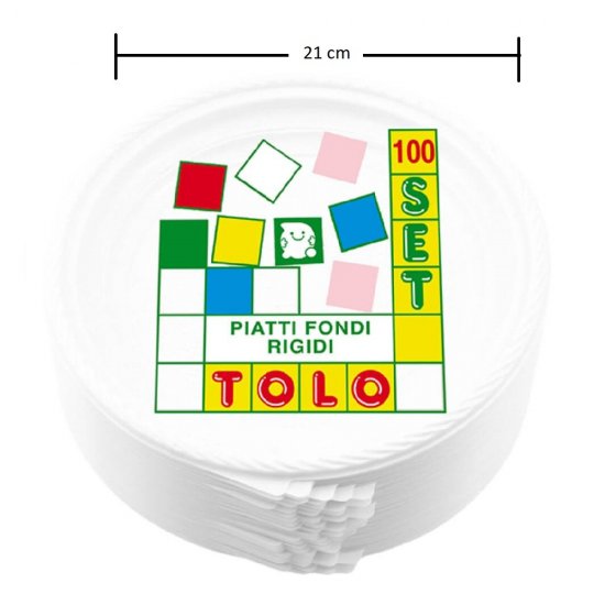 Farfurii Unica Folosinta, Diametru 21 cm, 100 Buc/Set, Plastic Alb, Farfurii Unica Folosinta cu Urechiuse Tolo, Farfurii Plate din Plastic, Farfurii Plastic de Unica Folosinta, Farfurii pentru Catering, Farfurii pentru Aperitive