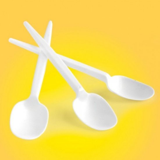 Lingurite Plastic Unica Folosinta OTI, 100 Buc/Set, Lungime 10.5 cm, Culoare Alba, Lingurite de Cafea, Lingurite pentru Desert, Set Lingurite de Unica Folosinta, Set de Lingurite Plastic, Tacamuri de Unica Folosinta