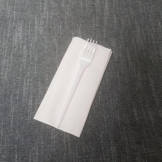 Set Furculita si Servetel OTI, Unica Folosinta, 100 Buc/Set, Culoare Alba, Tacamuri Fast Food, Seturi Unica Folosinta Catering, Tacamuri de Unica Folosinta, Tacamuri de Plastic