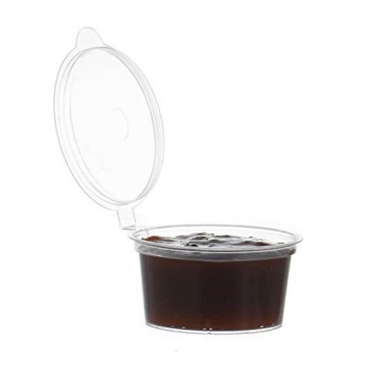 Set 50 Sosiere Capac Atasat, 30 ml, Plastic Transparent, Sosiere de Unica Folosinta, Sosiere cu Capac din Plastic, Sosiere Mici din Plastic, Sosiere din Plastic, Sosiere Catering, Sosiera cu Capac, Sosiere din Plastic Unica Folosinta
