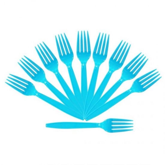 Furculite Plastic OTI Dopla, 20 Buc/Set,16.5 cm, Bleu, Furculite Bleu de Plastic, Tacamuri de Unica Folosinta, Furculite de Unica Folosinta, Furculite din Plastic pentru Catering, Furculite din Plastic Unica Folosinta