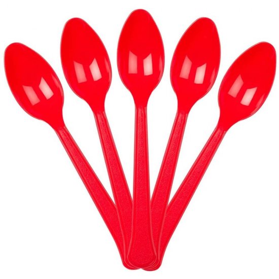 Linguri din Plastic OTI Dopla, 20 Buc/Set, 16.3 cm, Rosu, Linguri Rosii din Plastic, Set Linguri din Plastic, Tacamuri de Unica Folosinta, Linguri Rosii din Plastic, Linguri de Unica Folosinta, Linguri din Plastic pentru Catering