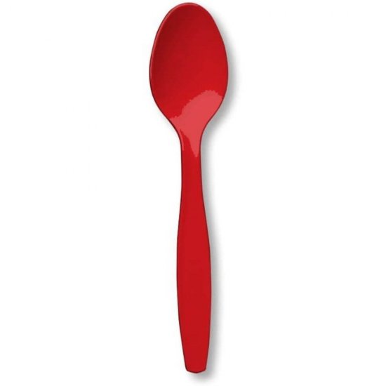 Lingurite Plastic OTI Dopla, 40 Buc/Set, 12 cm, Rosu, Lingurite Rosii de Plastic, Lingurite pentru Desert, Lingurite din Plastic pentru Prajituri, Set de Lingurite de Unica Folosinta, Set de Lingurite Plastic, Tacamuri de Unica Folosinta