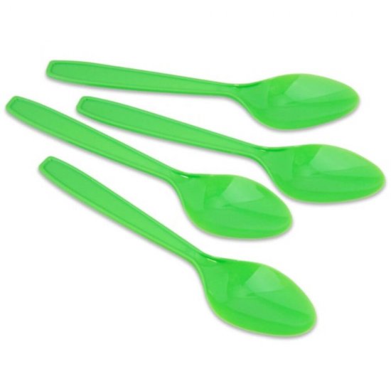 Lingurite Plastic OTI Dopla, 40 Buc/Set, 12 cm, Verde, Lingurite Verzi de Plastic, Lingurite pentru Desert, Lingurite din Plastic pentru Prajituri, Set de Lingurite de Unica Folosinta, Set de Lingurite Plastic, Tacamuri de Unica Folosinta