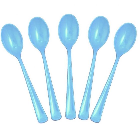Lingurite Plastic OTI Dopla, 40 Buc/Set, 12 cm, Bleu, Lingurite Bleu de Plastic, Lingurite pentru Desert, Lingurite din Plastic pentru Prajituri, Set de Lingurite de Unica Folosinta, Set de Lingurite Plastic, Tacamuri de Unica Folosinta
