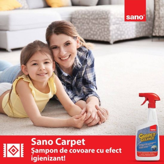 SANO Carpet Cleaner, 750 ml, Detergent Igienizant pentru Covoare si Tapiterii, Solutie pentru Curatarea Covoarelor si Tapiteriilor, Detergenti cu Pulverizator, Detergent Covor si Tapiterie, Solutie de Curatat Sano