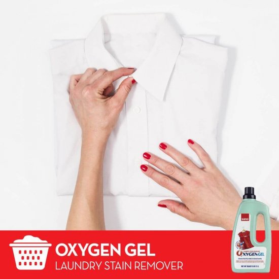 SANO Oxygen Gel, 3 L, pentru Indepartarea Petelor, Fara Clor, pentru Haine Colorate/Albe, Solutie Indepartare Pete Rufe, Solutii Indepartat Petele Haine, Aditiv Spalare Rufe, Detergent Aditiv Pete