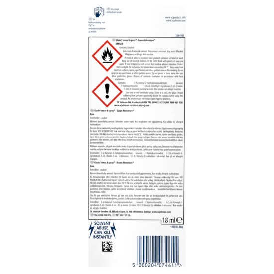Rezerva Odorizant GLADE Sense & Spray, Ocean Adventure, 18 ml, Rezerva Odorizant Camera, Odorizant Glade Ocean Adventure, Rezerva Odorizant Glade Sense & Spray, Rezerva Glade Sense & Spray Ocean Adventure, Rezerva Ocean Adventure 18 ml