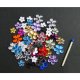 Perle Autoadezive DACO, 100 Buc/Set, Floricele Bling, Dimensiuni Variabile, Material Plastic, Multicolor, Accesorii Craft, Strasuri Colorate, Strasuri Colorate Autoadezive, Pietricele din Plastic Adezive, Strasuri Decorative Adezive