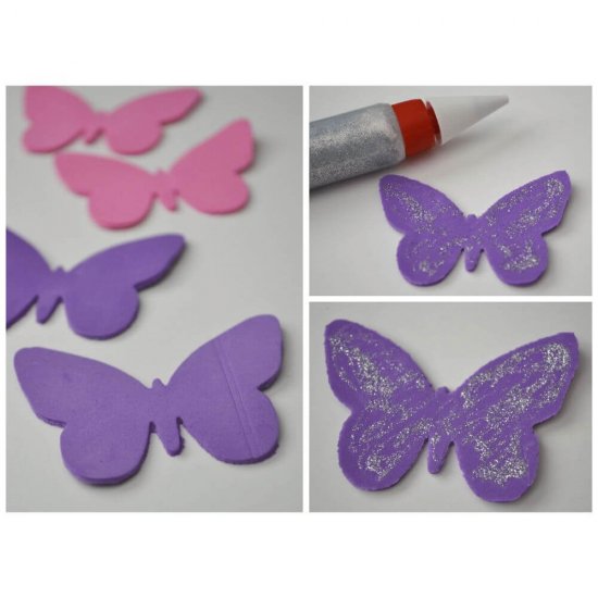 Forme Spuma DACO, Model Mariposa, 24x20 cm, 8 Buc/Set, Multicolor, Fluturi Decorativi din Spuma, Fluturi Colorati Din Spuma, Fluturi Din Spuma Pentru Decorat, Fluturasi Din Spuma De Decorat, Fluturi din Spuma de Desenat