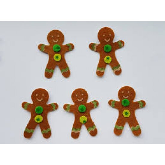 Forme Fetru Autoadeziva DACO,10 Buc/Set, Omuleti Dulci, Dimensiuni Variabile, Multicolor, Accesorii Craft, Accesorii Creatie, Accesorii Daco, Omuleti din Pasla, Omuleti Turta Dulce din Fetru, Omuleti Turta Dulce din Pasla, Omuleti Fetru