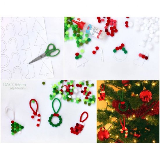 Pom Pom Festiv DACO, 50 Buc/Set, Material Textil, Dimensiuni Variabile, Culoare Verde, Accesorii Craft, Accesorii Creatie, Pom Pom Verde, Pom Pom Daco, Ciucuri Verzi, Mini Pom Pom, Set Pom Pom
