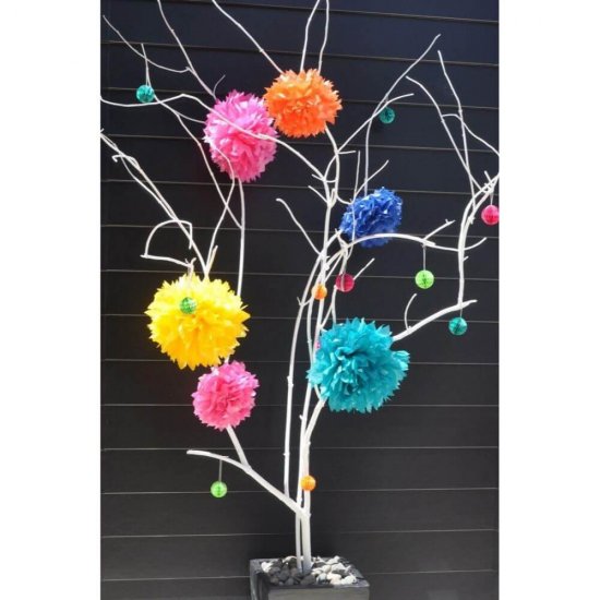 Sfere Pom Pom DACO, 3 Buc/Set, 23.5 cm, Model Sfere Petrecarete, Albastre, Accesorii Creatie, Accesorii Craft, Sfere Pom Pom, Sfere Pom Pom de Petrecere, Pom Pom Hartie, Pompoane Decorative Hartie, Pompon din Hartie