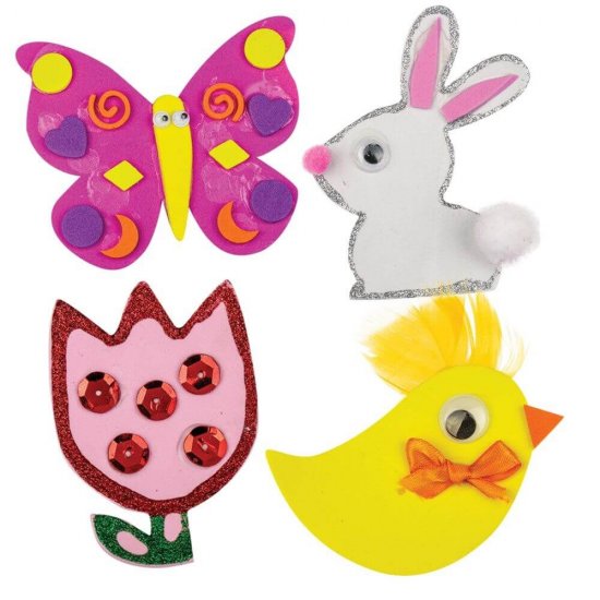 Forme Spuma Autoadeziva DACO, 75 Buc/Set, Veselie pe Campie, Dimensiuni Variabile, Multicolor, Accesorii Craft, Accesorii Creatie, Accesorii Daco, Fluturi din Spuma, Iepurasi din Spuma, Oua din Spuma, Pui din Spuma, Accesorii de Paste din Spuma