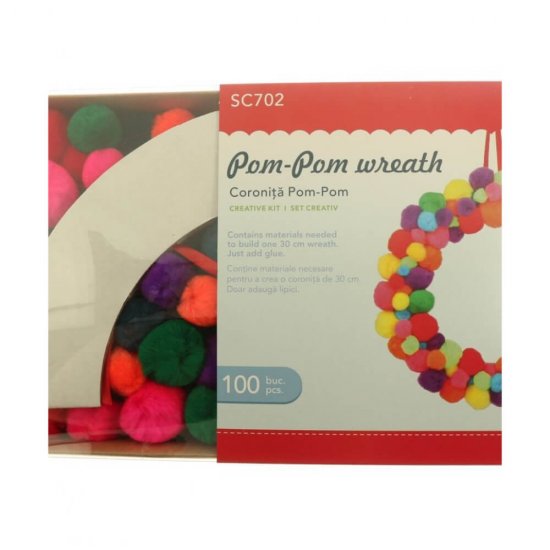 Set Creativ Coronita Pom-Pom Daco, Set Confectionare Coronita de Craciun, Coronita Craciun, Coronita Pufoasa Craciun, Ornamente Craciun, Decoratiuni Craciun, Set Confectionare Coronita, Set Coronita Craciun, Accesorii Craciun, Set Accesorii Craciun