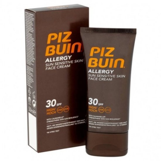 Crema de Fata cu Protectie Solara Piz Buin Allergy, 40 ml, SPF 30, Pentru Piele Sensibila, Crema de Soare, Crema Protectie Solara, Creme Protectie Solara, Creme Piz Buin, Crema cu Protectie Solara, Crema pentru Soare, Creme de Soare