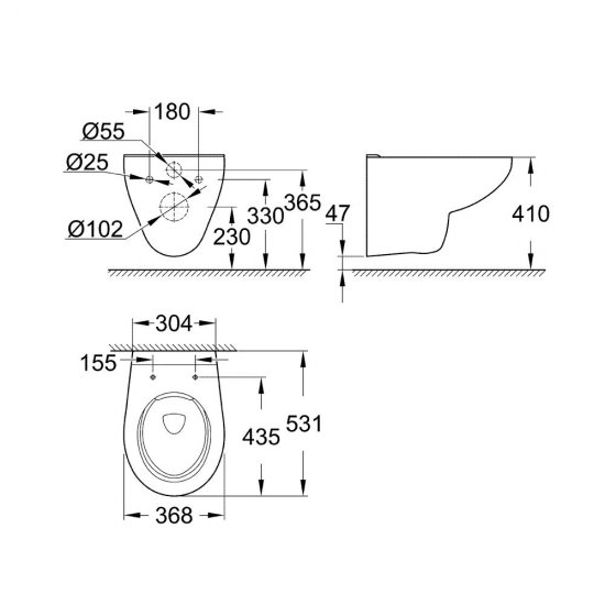 Vas WC Grohe Bau, Montare Suspendata, Alb, Rimless, 41x53.1x36.8 cm, Set Fixare Inclus, Vas WC, Vas de Toaleta, WC Grohe, Vas WC Alb