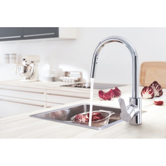 Baterie Inalta Grohe BauFlow pentru Lavoar, Monocomanda, Cromat, Grohe BauFlow, Baterie Inalta Lavoar, Lavoar cu Monocomanda, Baterie Grohe, Baterii Sanitare Grohe, Baterie Chiuveta, Baterie Grohe, Lavoar Baie, Obiect Sanitar Baie