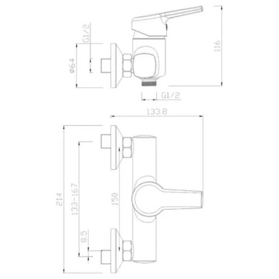 Baterie pentru Dus Sanobi SanQ, Furtun si Para Dus, Material Zinc, Finisaj Cromat, Baterii Dus, Baterie Dus Sanobi, Baterii Cazi, Baterie Cada cu Furtun si Para Dus, Obiecte Sanitare, Baterii Sanitare