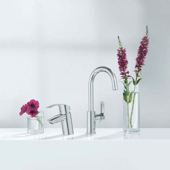 Baterie Grohe Eurosmart pentru Lavoar, cu Ventil, Monocomanda, Cromat, Grohe Eurosmart, Baterie Lavoar, Baterie cu Monocomanda pentru Lavoar, Baterie Grohe, Baterii Sanitare Grohe, Baterie Chiuveta, Obiect Sanitar Baie, Lavoar cu Ventil