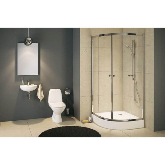 Cadita Dus Semirotunda Kolo First, 900x900x165 mm, Material Acrilic Alb, Cada pentru Dus 90x90x16.5 cm, Cadita pentru Dus, Cadite Semirotunde pentru Dus, Cadita Semirotunda pentru Cabina de Dus, Cadite pentru Cabinele de Dus