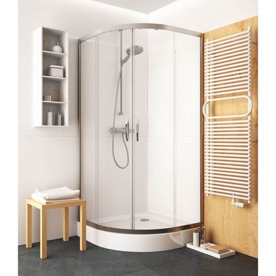 Cadita Dus Semirotunda Kolo First, 900x900x165 mm, Material Acrilic Alb, Cada pentru Dus 90x90x16.5 cm, Cadita pentru Dus, Cadite Semirotunde pentru Dus, Cadita Semirotunda pentru Cabina de Dus, Cadite pentru Cabinele de Dus