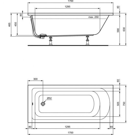 Cada Rectangulara IDEAL STANDARD Hotline New, 170x75 cm, Cada pentru Baie, Cada pentru Dus, Cada Dreptunghiulara, Cada Acril, Cada din Acril, Cada din Acril pentru Baie, Cada din Acril pentru Dus, Cada Alba, Cada Alba din Acril, Cada Alba pentru Baie