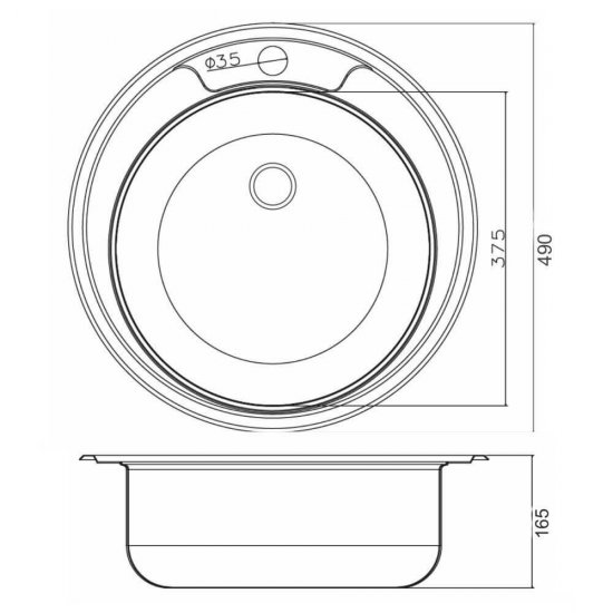 Chiuveta Rotunda Bucatarie Sanobi, 49 cm, Inox Alimentar, Finisaj Mat, Chiuveta Rotunda pentru Blat, Chiuveta Rotunda pentru Bucatarie, Chiuveta de Bucatarie Rotunda, Chiuveta Rotunda de Bucatarie, Chiuveta Bucatarie Universala