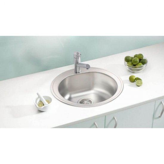 Chiuveta Rotunda Bucatarie Sanobi, 49 cm, Inox Alimentar, Finisaj Mat, Chiuveta Rotunda pentru Blat, Chiuveta Rotunda pentru Bucatarie, Chiuveta de Bucatarie Rotunda, Chiuveta Rotunda de Bucatarie, Chiuveta Bucatarie Universala