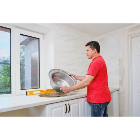 Chiuveta Rotunda Bucatarie Sanobi, 49 cm, Inox Alimentar, Finisaj Mat, Chiuveta Rotunda pentru Blat, Chiuveta Rotunda pentru Bucatarie, Chiuveta de Bucatarie Rotunda, Chiuveta Rotunda de Bucatarie, Chiuveta Bucatarie Universala
