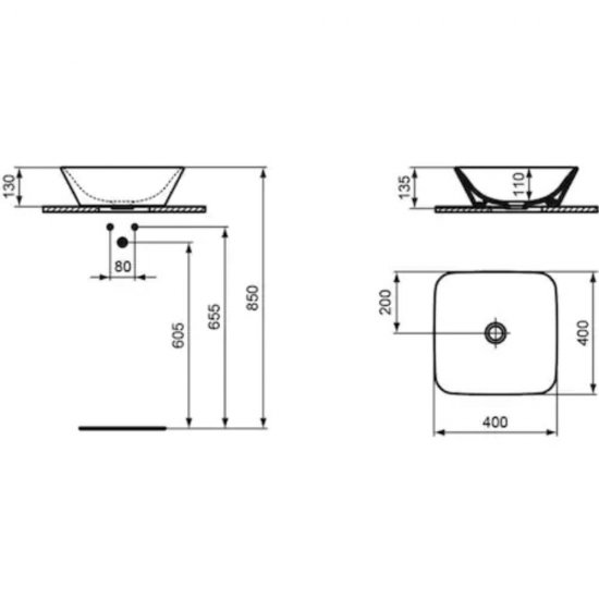 Lavoar Patrat pe Blat IDEAL STANDARD Connect Air, 40x40 cm, Fara Preaplin, Chiuveta pe Blat, Chiuveta pentru Baie, Lavoar pentru Baie, Lavoar Patrat pentru Baie, Chiuveta Patrata, Chiuveta Patrata pentru Baie, Lavoar Patrat fara Preaplin