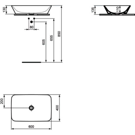Lavoar Dreptunghiular pe Blat IDEAL STANDARD Connect Air, 60x40 cm, Fara Preaplin, Chiuveta pe Blat, Chiuveta, Lavoar pentru Baie, Lavoar Dreptunghiular pentru Baie, Chiuveta Dreptunghiulara, Chiuveta Dreptunghiulara pentru Baie, Lavoar fara Preaplin