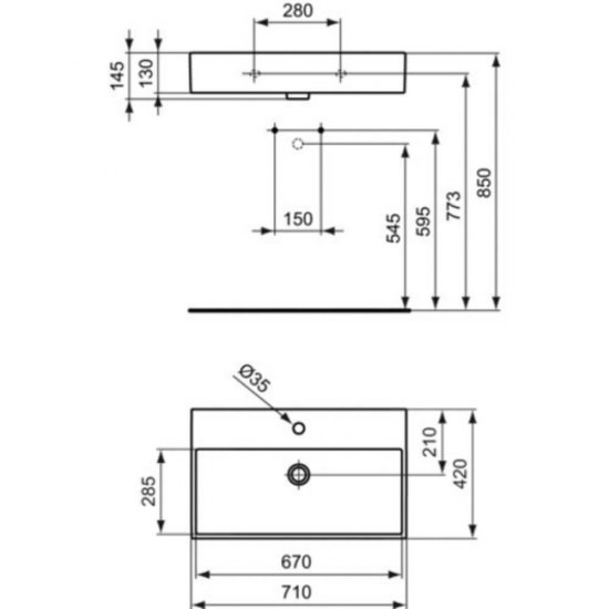 Lavoar Dreptunghiular pe Blat IDEAL STANDARD Strada, 71x42 cm, Cu Preaplin, Chiuveta pe Blat, Chiuveta pentru Baie, Lavoar pentru Baie, Lavoar Dreptunghiular pentru Baie, Chiuveta Dreptunghiulara, Chiuveta Dreptunghiulara pentru Baie, Lavoar cu Preaplin