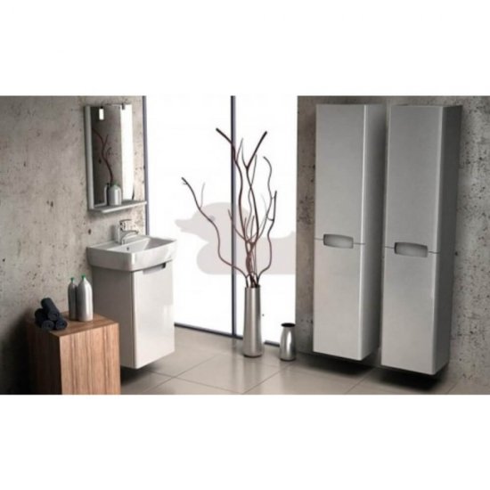 Set Mobilier cu Lavoar si Dulap Kolo Rekord, Alb Lucios, Lavoar 50 cm si Dulap 40x59.1x32.5 cm, Mobilier Baie, Set Mobilier, Set Mobilier Baie, Set Lavoar si Dulap Baie, Set Lavoar si Dulap Kolo Rekord, Mobila Baie, Mobila pentru Baie 