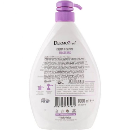 Sapun Lichid DERMOMED, 1 L, Sapun Lichid cu Talc si Iris, Sapun Hidratant, Sapun Lichid Hidratant, Sapun Lichid, Sapun Dermomed, Dermomed Sapun Lichid Talc si Iris, Sapun Lichid cu Pompita