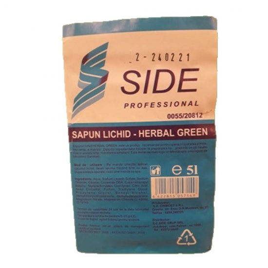 Sapun Lichid Herbal Green, Side Professional, 5 L, Curatenie Baie, Sapunuri, Sapun Lichid, Sapun Lichid Bidon, Sapun Baie Side Professional, Igiena Personala